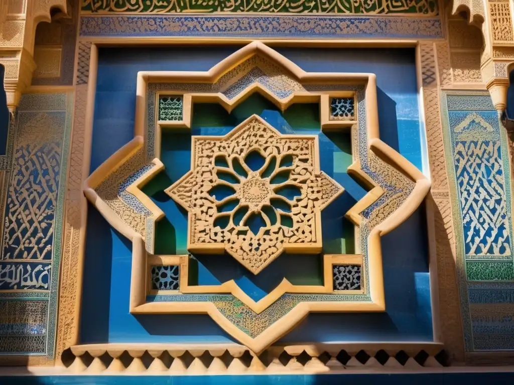 Una imagen en 8k muestra patrones geométricos y caligrafía en la Alhambra, Granada