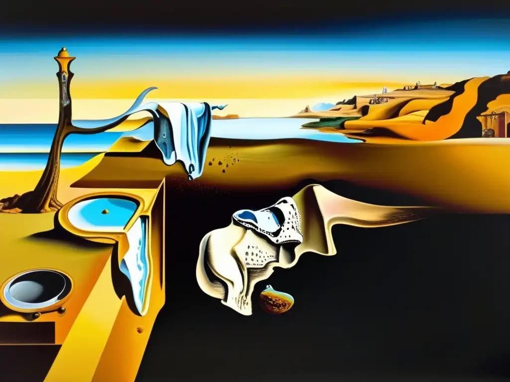 Una imagen de 'La persistencia de la memoria' de Salvador Dalí, con relojes derretidos sobre un paisaje surrealista
