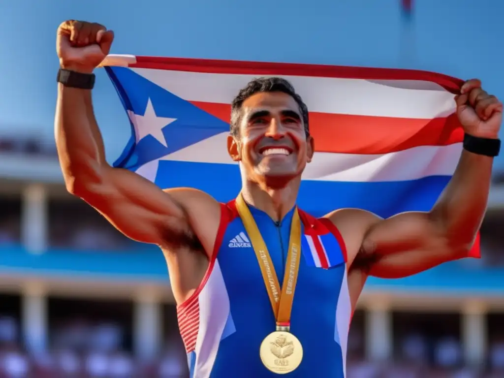 En la imagen, Alberto Juantorena brilla en el podio, sosteniendo la bandera cubana y la medalla de oro, rodeado de un mar de gente emocionada