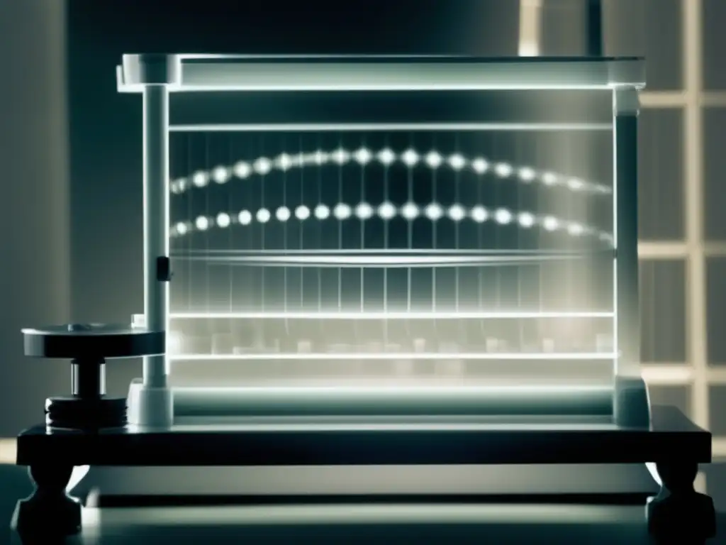 Una imagen de alta resolución de la fotografía de difracción de rayos X de Rosalind Franklin del ADN, destacando la icónica Foto 51 con detalles intrincados de la estructura helicoidal y patrones de difracción, en un laboratorio moderno con equipamiento avanzado, simbolizando las contribuciones innovadoras de Franklin a la biología estructural