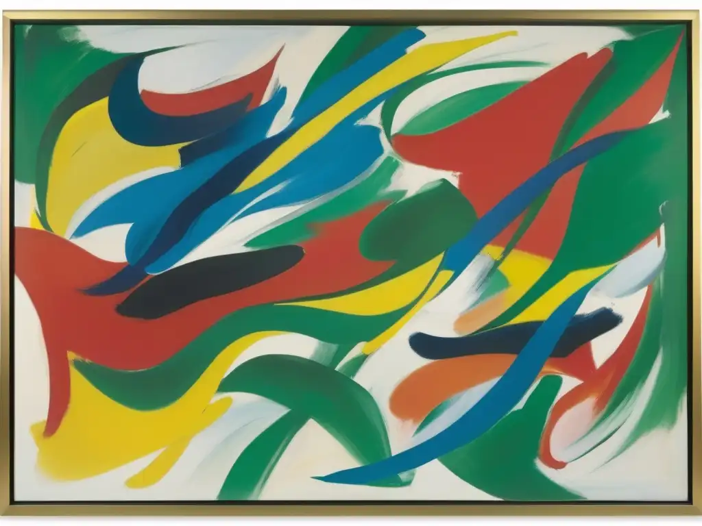 Un impactante cuadro de Expresionismo Abstracto de Willem de Kooning, con pinceladas enérgicas y colores vibrantes