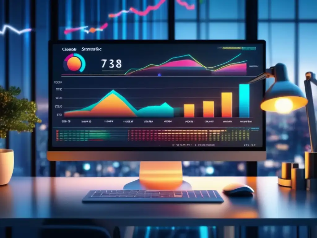 Una impactante visualización de datos históricos en una pantalla de ordenador moderna, resaltando la importancia de la cliometría en economía