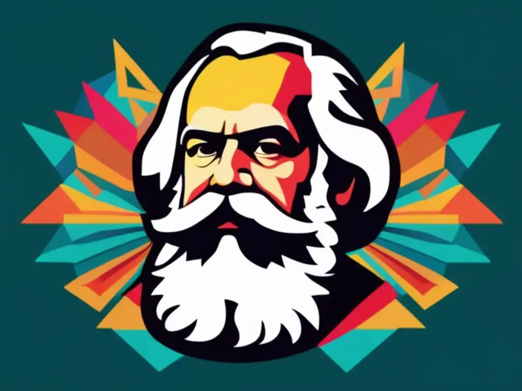 Un impactante retrato estilizado de Karl Marx en una obra de arte digital moderna