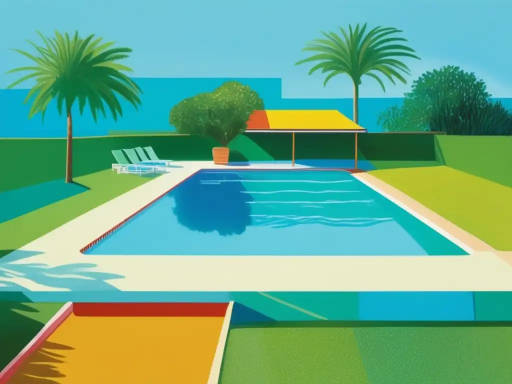 Una impactante representación del vibrante y colorido arte 'A Bigger Splash' de David Hockney