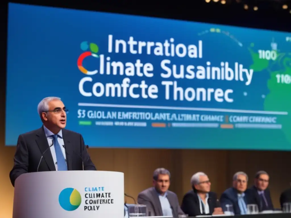 Nicholas Stern destacando la importancia del trabajo en una conferencia sobre cambio climático