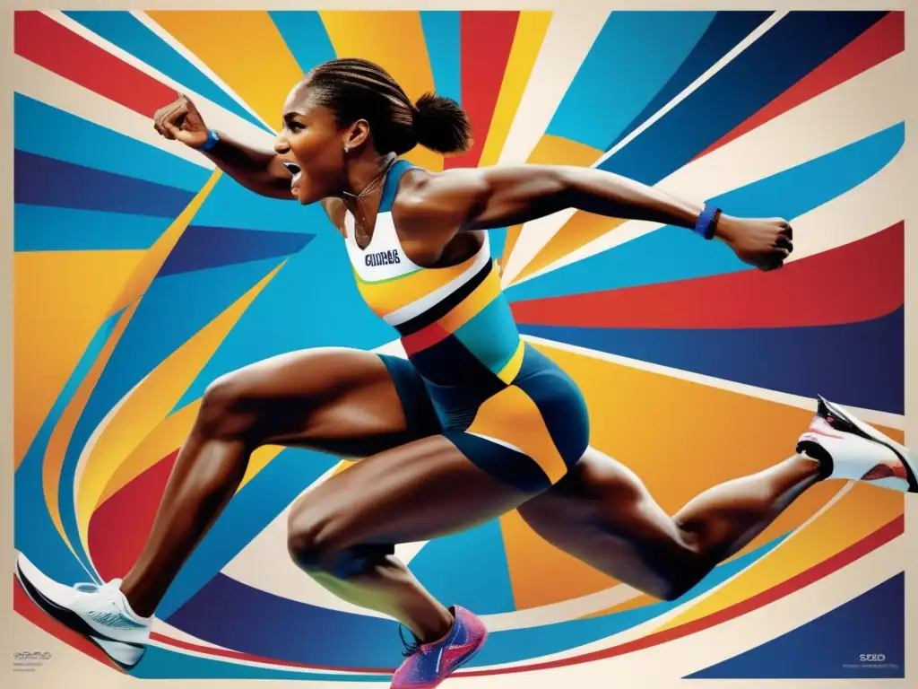 Un impresionante collage moderno que destaca a atletas olímpicos, capturando la intensidad, determinación y triunfo de sus actuaciones