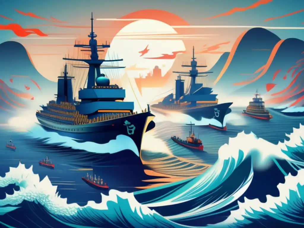 Intrépida flota naval de Yi Sunshin: ilustración detallada - 60 Un impresionante dibujo detallado de la flota naval de Yi Sunshin en batalla, con tácticas y tecnologías navales innovadoras