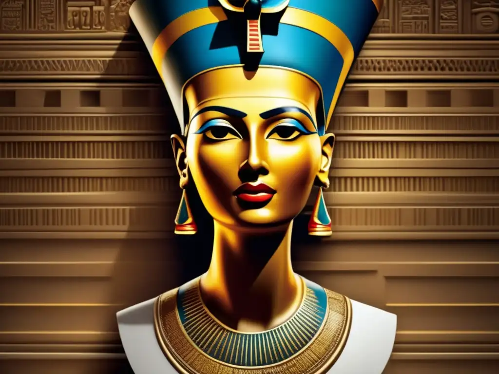 Una impresionante escultura de la icónica reina Nefertiti, exudando belleza y poder del antiguo Egipto