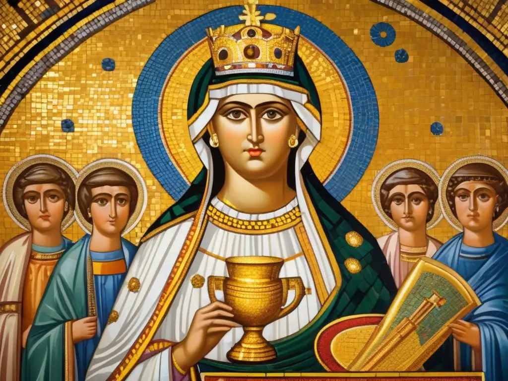 Una impresionante imagen en 8k del mosaico de la emperatriz Teodora en la Basílica de San Vital en Rávena, Italia