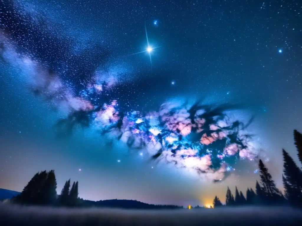 Una impresionante imagen de la noche estrellada, con una deslumbrante variedad de estrellas y una destacada estrella variable Cefeida en el centro