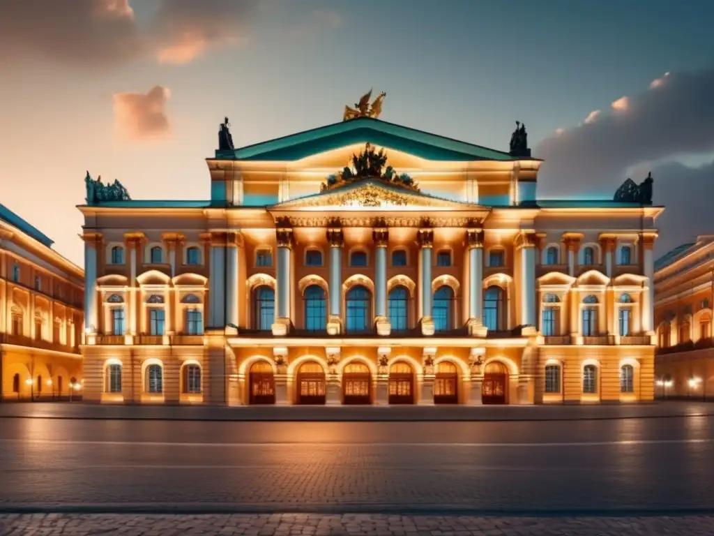 Una impresionante imagen del Teatro Mariinsky en San Petersburgo, Rusia, iluminado por las luces de la tarde