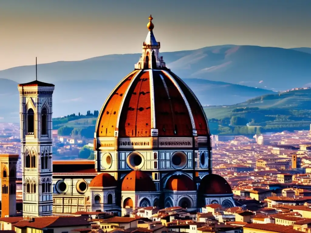 Una impresionante imagen ultradetallada en 8k de la icónica cúpula de la Catedral de Florencia, diseñada por Filippo Brunelleschi