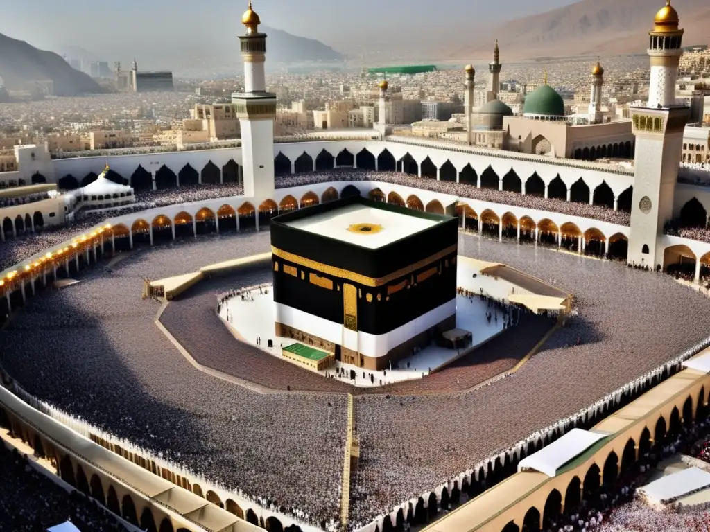 Una impresionante imagen ultrarresolución de la Mezquita al-Haram en La Meca, resaltando la influencia del wahabismo en Arabia Saudita