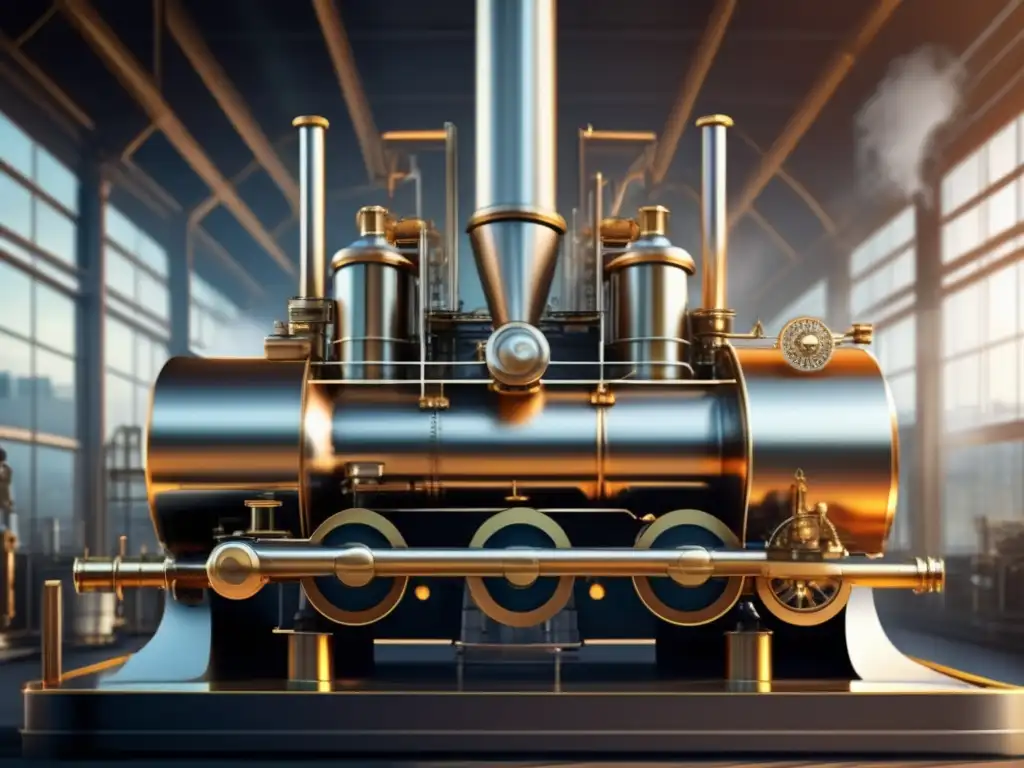 Una impresionante máquina de vapor diseñada por James Watt en pleno funcionamiento, destacando la importancia de su legado en la Revolución Industrial