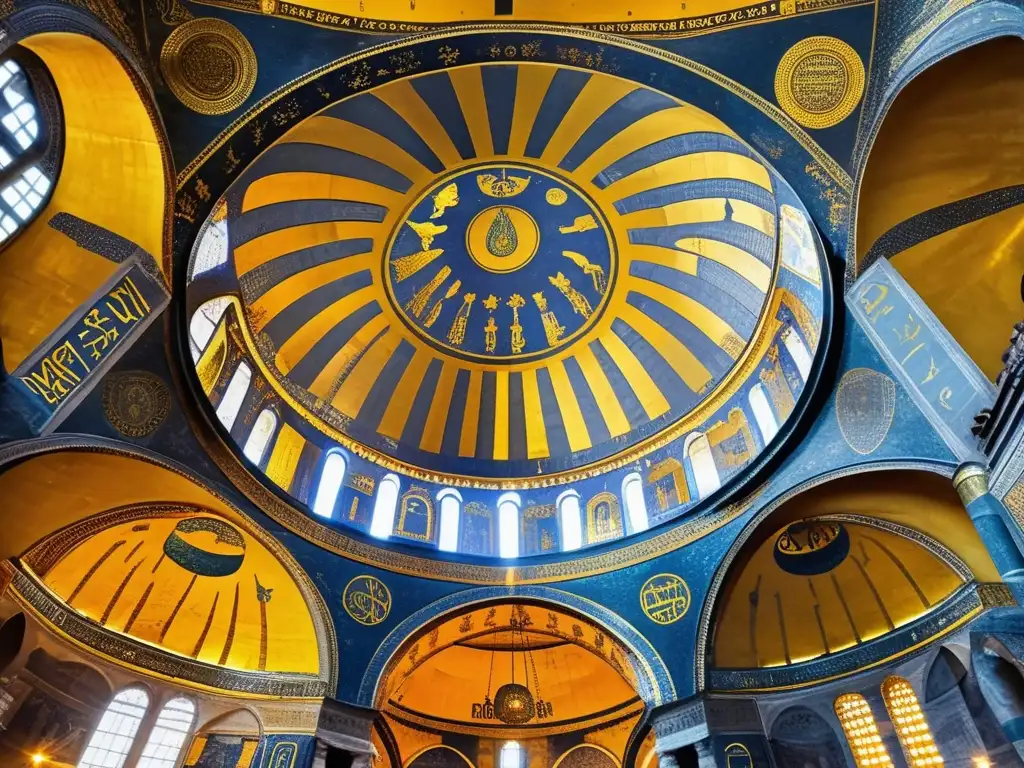 Un impresionante mosaico de la Hagia Sophia, con intrincados detalles dorados y figuras religiosas