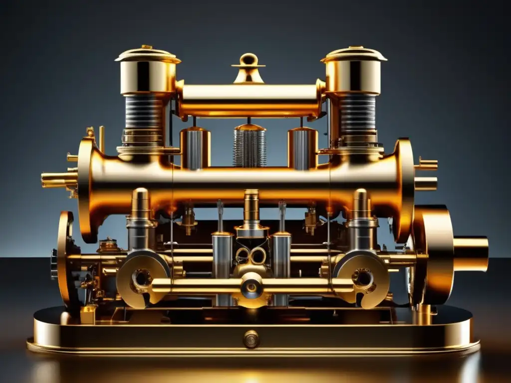 Un impresionante motor de combustión interna de Gottlieb Daimler, muestra sus intrincados componentes mecánicos y su diseño revolucionario
