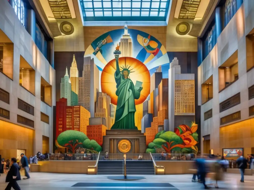Un impresionante mural de Diego Rivera en el Rockefeller Center, representando la lucha entre el capitalismo y el socialismo