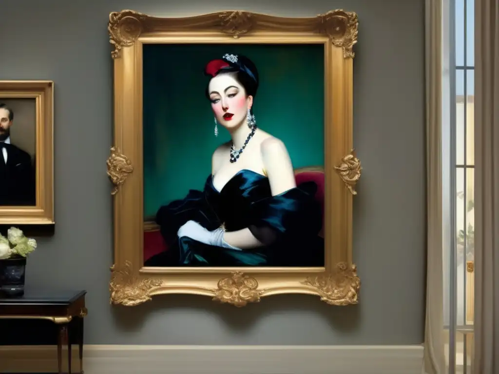 Una impresionante obra de arte de John Singer Sargent, 'Madame X', en una elegante galería de arte