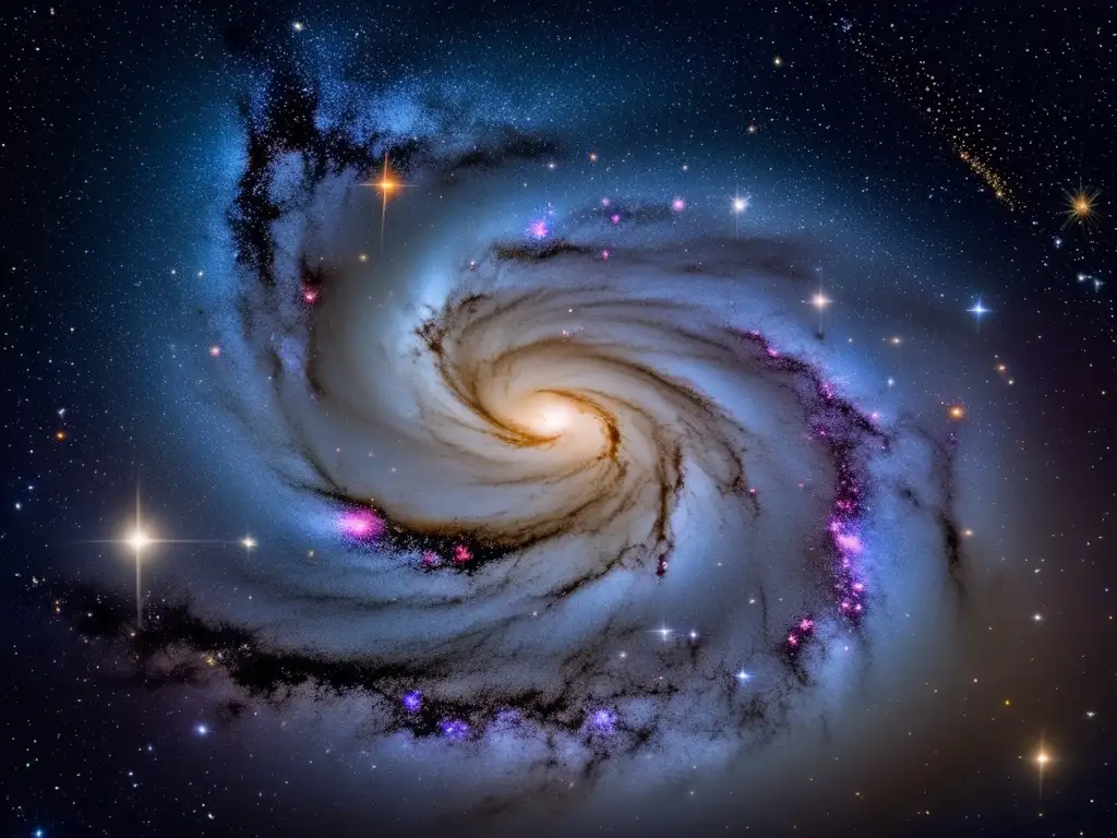 Un impresionante paisaje estelar con estrellas variables Cefeidas, nebulosas y galaxias, en alta resolución