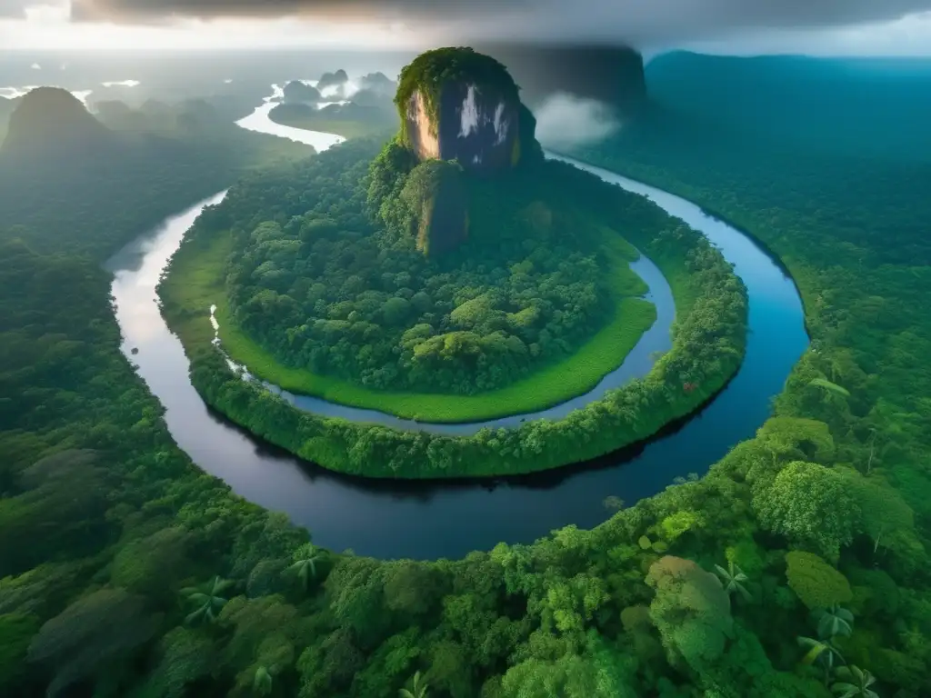 Un impresionante paisaje de la exuberante selva amazónica, con flora y fauna vibrante