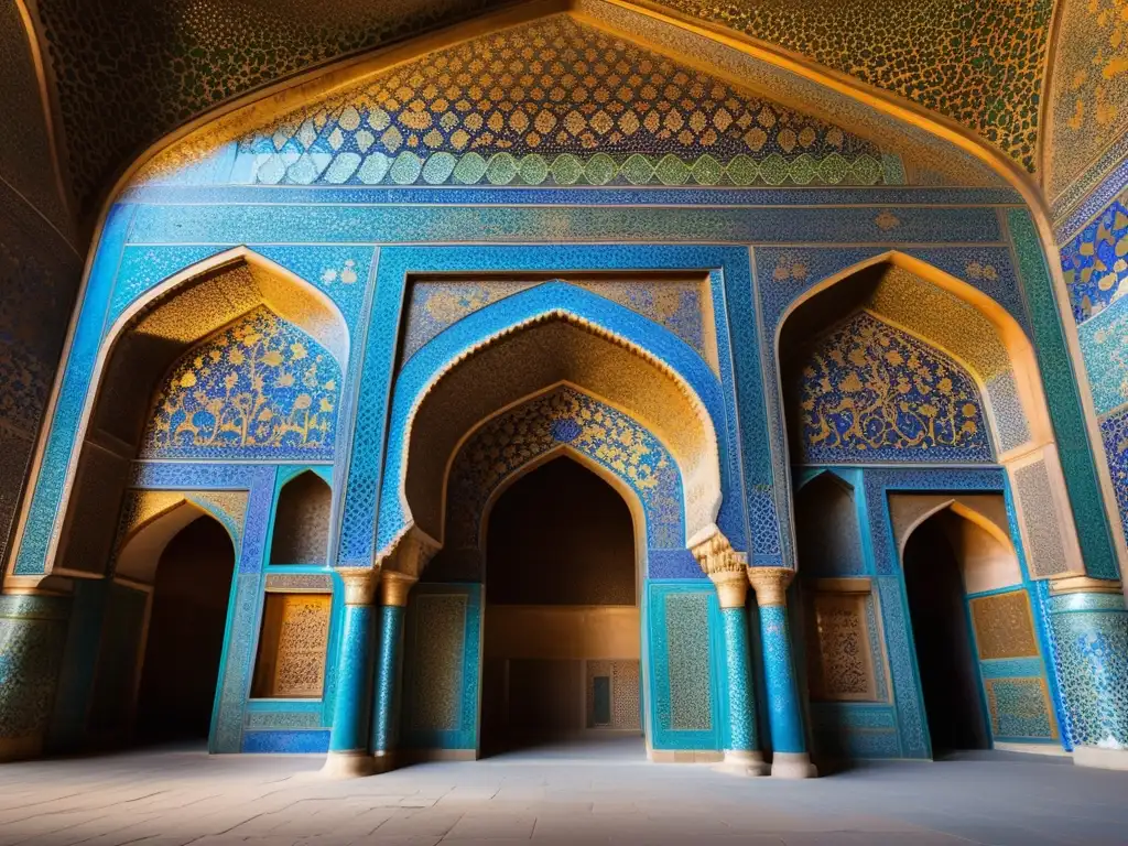 Un impresionante palacio de Persia, adornado con mosaicos y diseños calligráficos detallados, testamento de la opulencia bajo el reinado de Shah Abbas y la próspera Persia