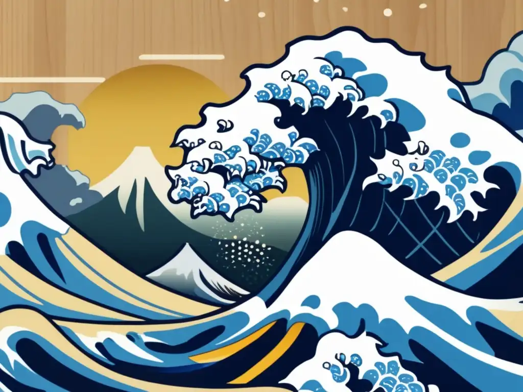 Una impresionante recreación en 8k del famoso grabado en madera 'La gran ola de Kanagawa' de Katsushika Hokusai