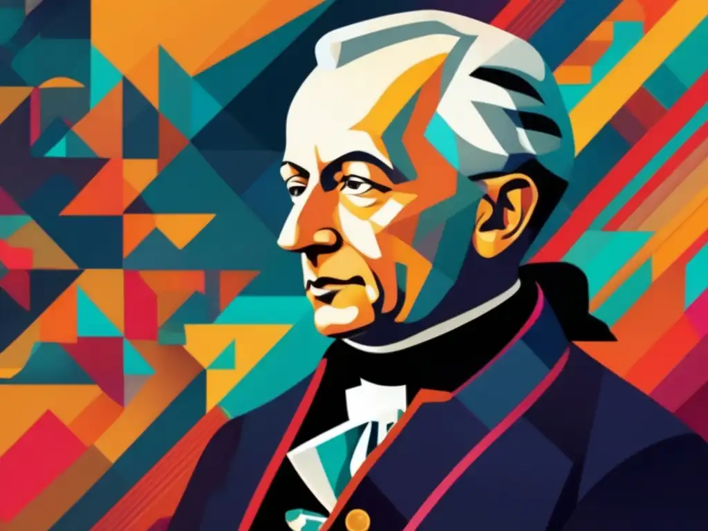 Un impresionante retrato digital de Immanuel Kant inmerso en el pensamiento filosófico