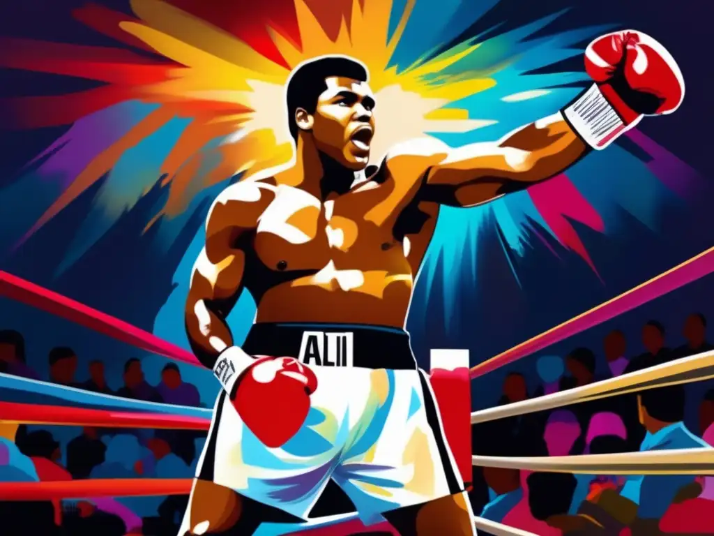 Un impresionante retrato digital de Muhammad Ali victorioso en el ring en Atlanta 1996