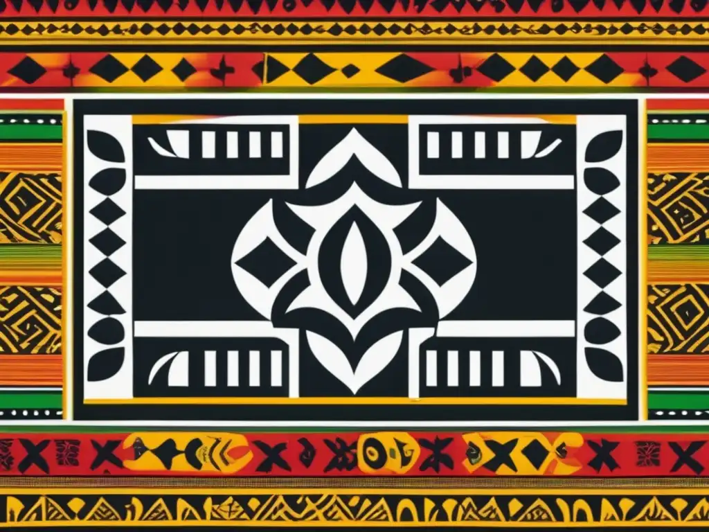 Una impresionante tela Adinkra: símbolos y su significado, con vibrantes patrones geométricos y diseños simbólicos en alta definición