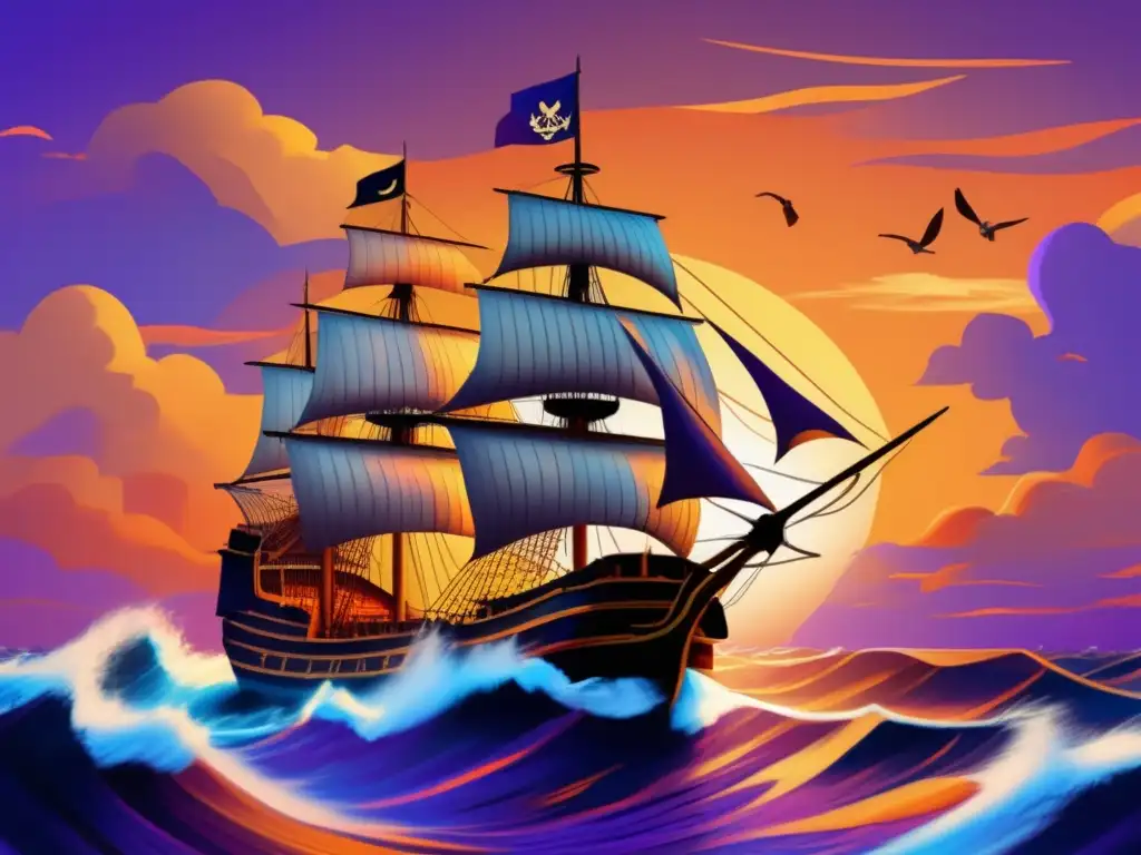 Un impresionante viaje: la odisea de Vasco da Gama conectando continentes a través de mares agitados al atardecer