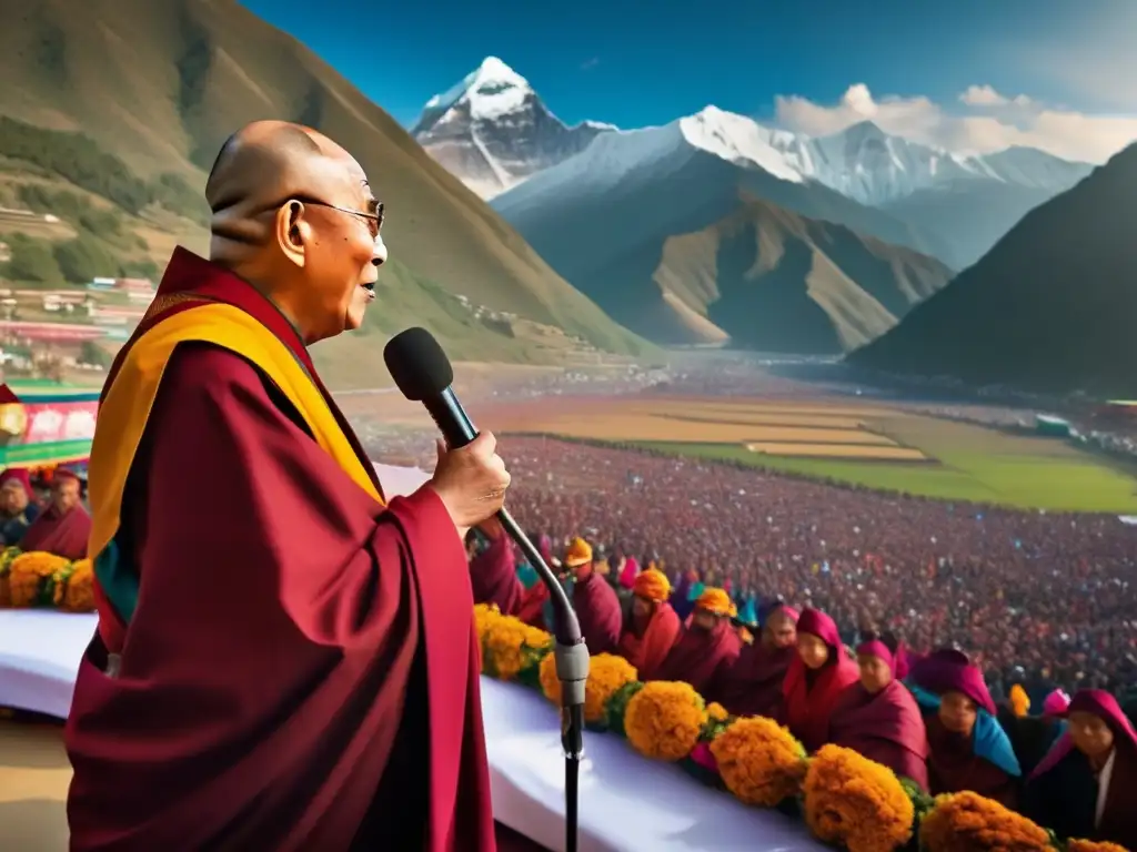 Conmovedor discurso del Dalai Lama en el Himalaya El Dalai Lama transmite influencia política al ofrecer un poderoso discurso en los majestuosos Himalayas