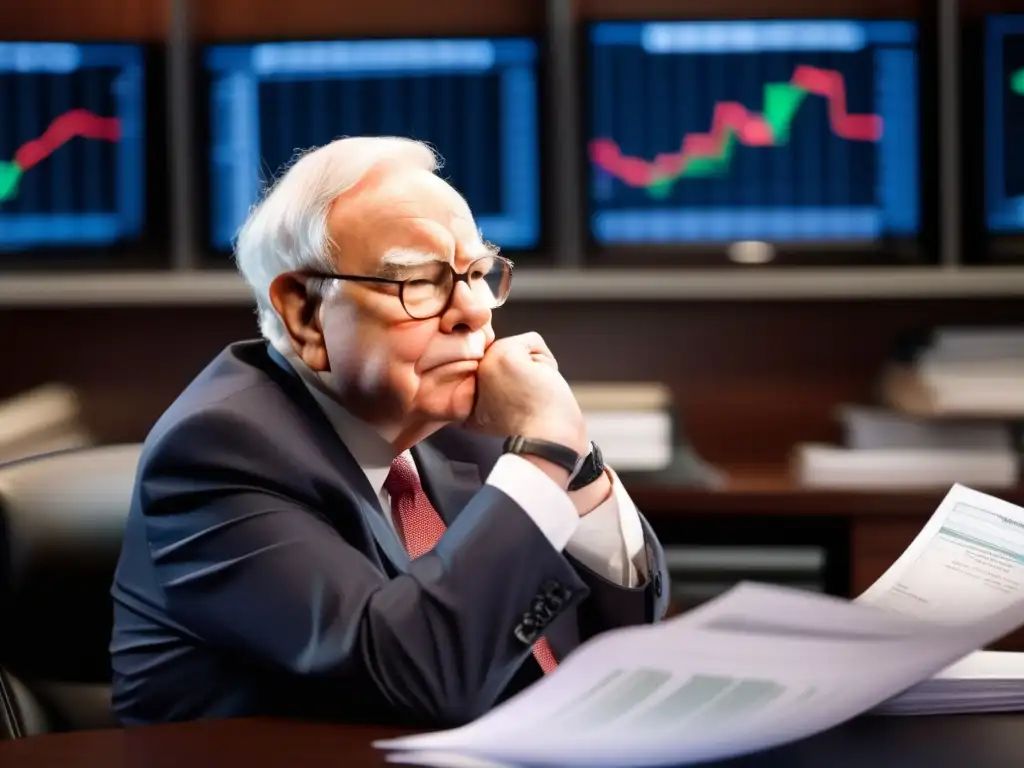 Warren Buffet revisa informes financieros con intensa determinación, reflejando su influencia en crisis financieras