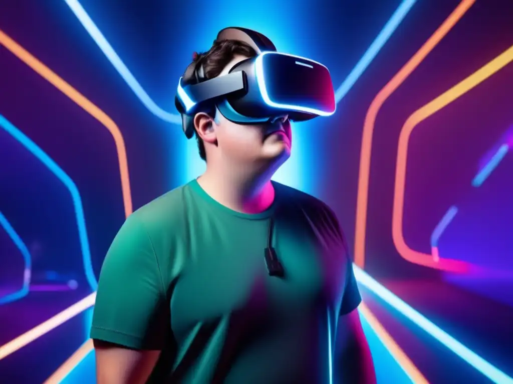 Palmer Luckey inmerso en un entorno de realidad virtual futurista