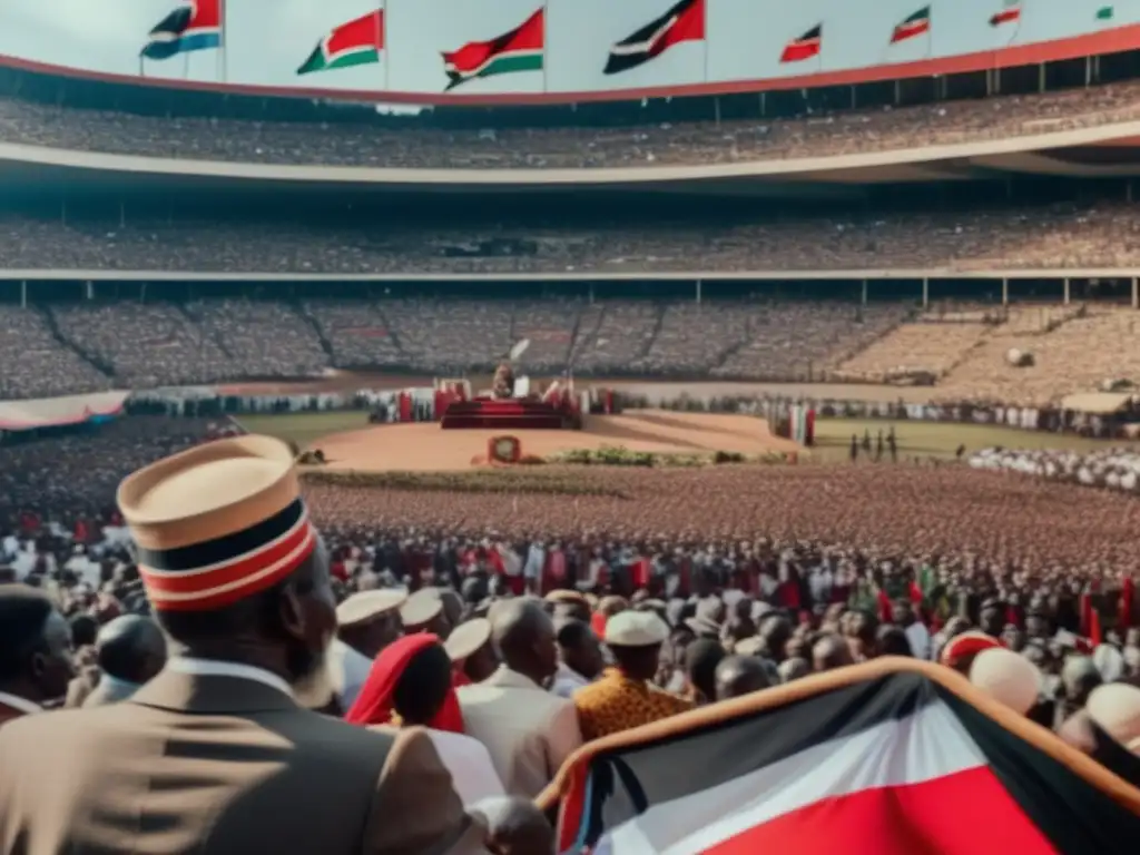 Jomo Kenyatta lidera multitudinaria celebración de la Independencia de Kenia, reflejando unidad y diversidad del pueblo