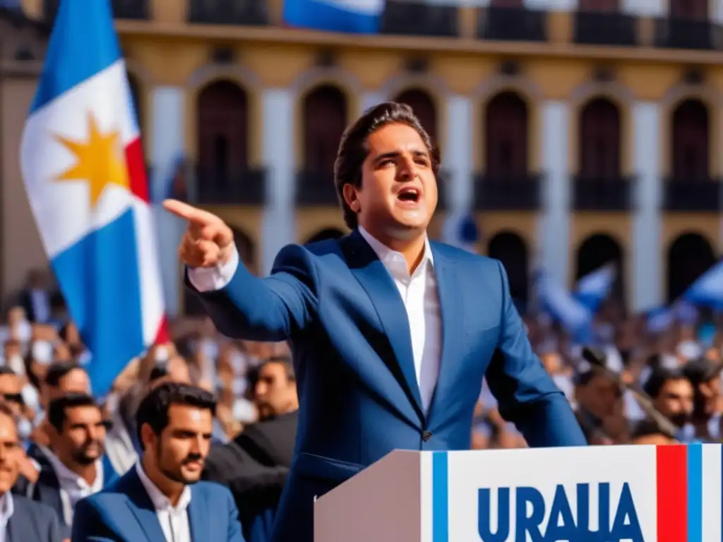 Luis Alberto Lacalle, joven y apasionado, ofrece un discurso a sus seguidores en Uruguay