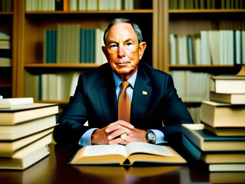 Un joven Michael Bloomberg estudia concentrado en su moderno espacio de estudio
