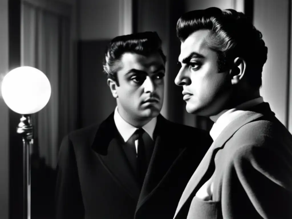 Un joven Federico Fellini se contempla en un espejo, con una expresión introspectiva y una pizca de sonrisa traviesa
