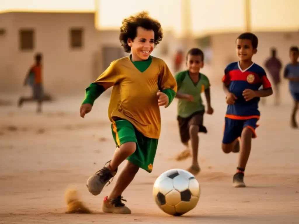 Un joven Muammar Gaddafi jugando al fútbol en las calles de Sirte, Libia, rodeado de sus amigos de la infancia