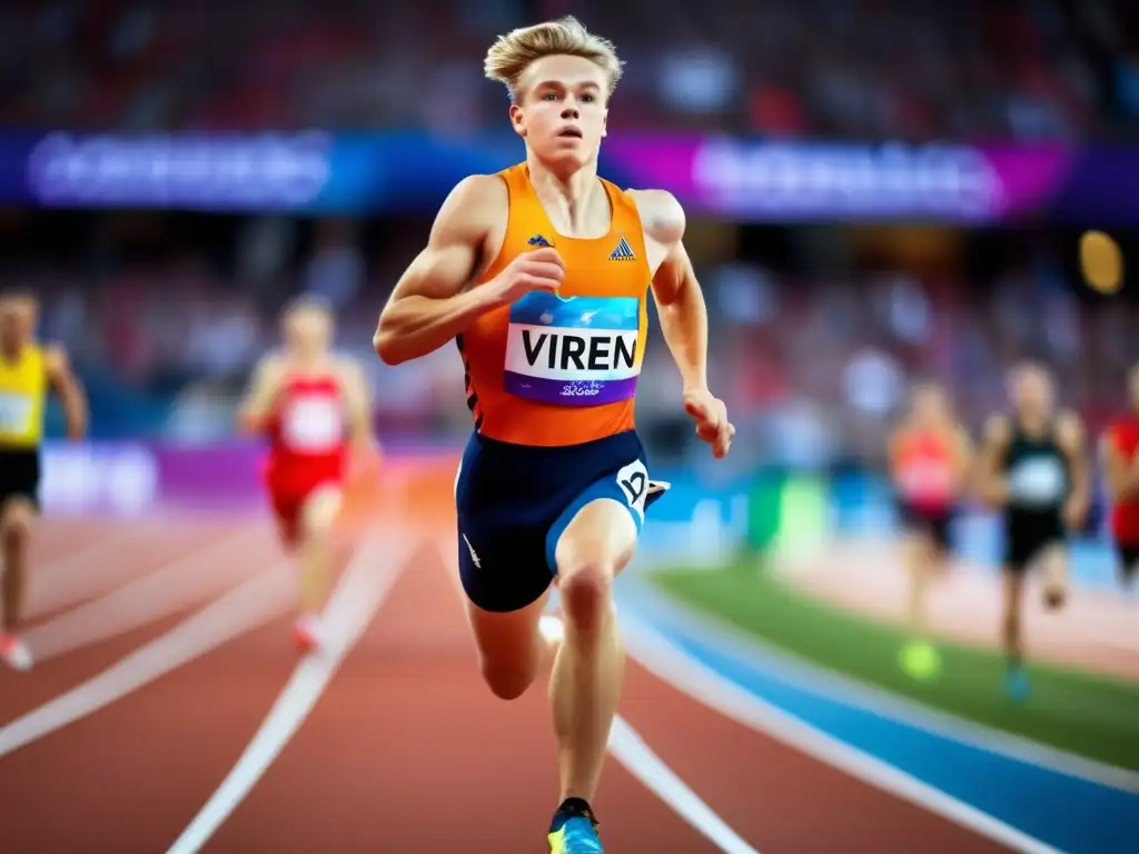 Un joven Lasse Virén compite en una carrera, mostrando determinación y pasión