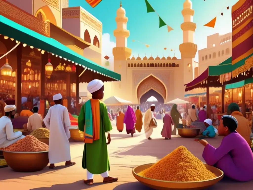 Un jovencito Muhammad juega con amigos en un bullicioso mercado de Mecca