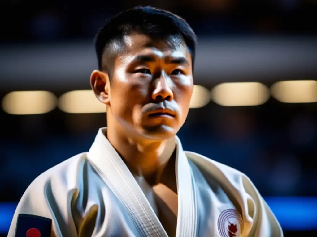 El judoca Yasuhiro Yamashita, con su judogi blanco, se prepara para la batalla en el tatami olímpico
