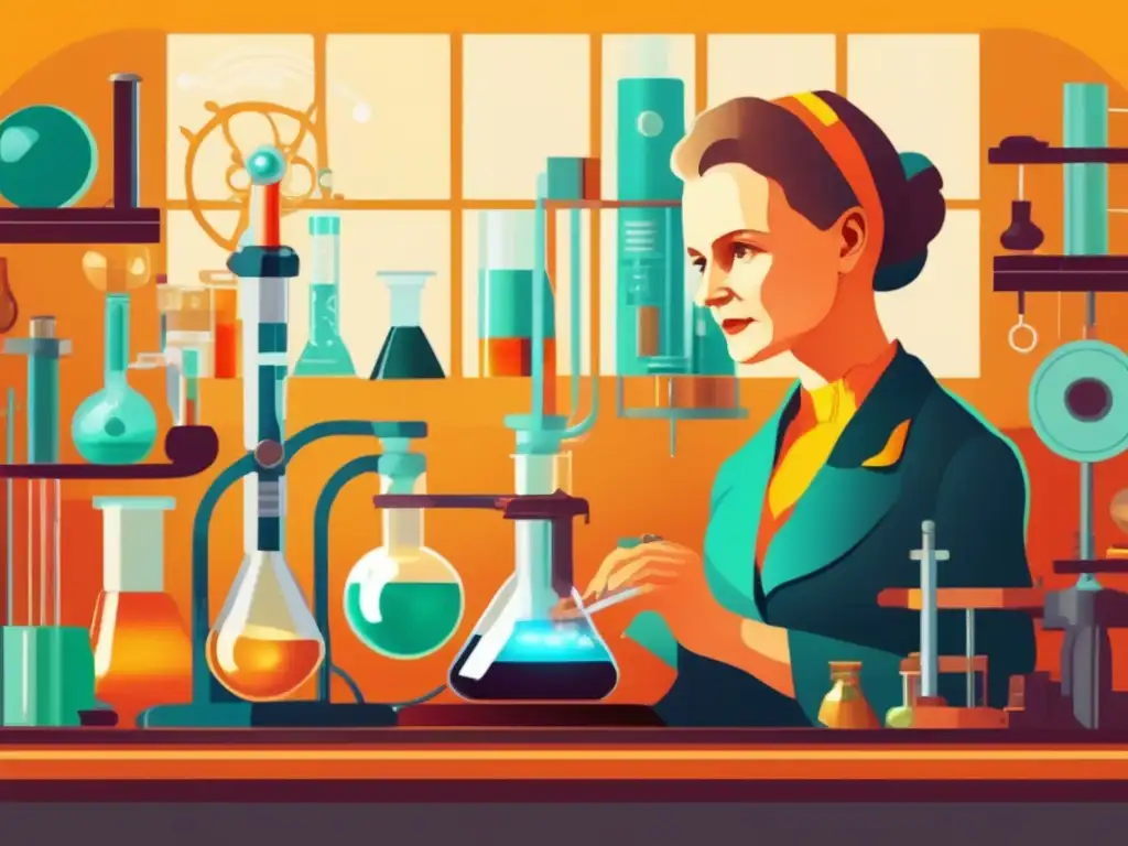 En el laboratorio, Marie Curie muestra determinación y pasión por la ciencia