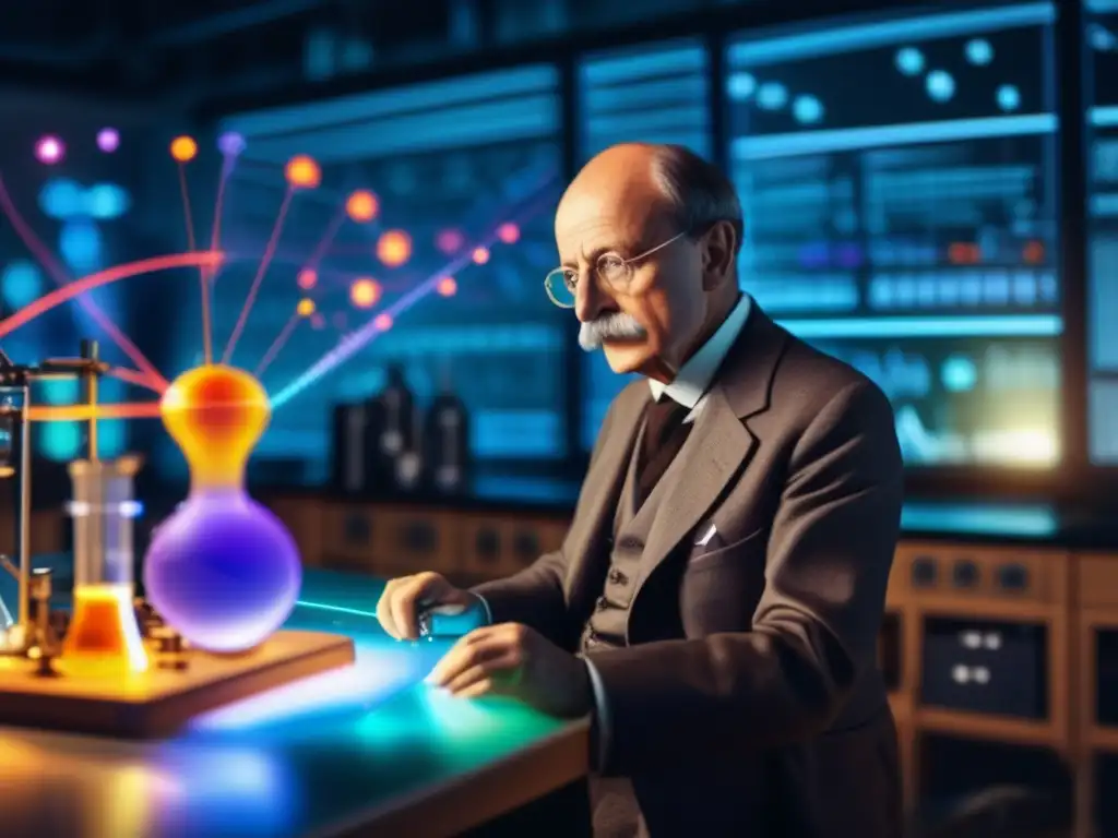 Max Planck en su laboratorio, concentrado en estudiar la radiación del cuerpo negro