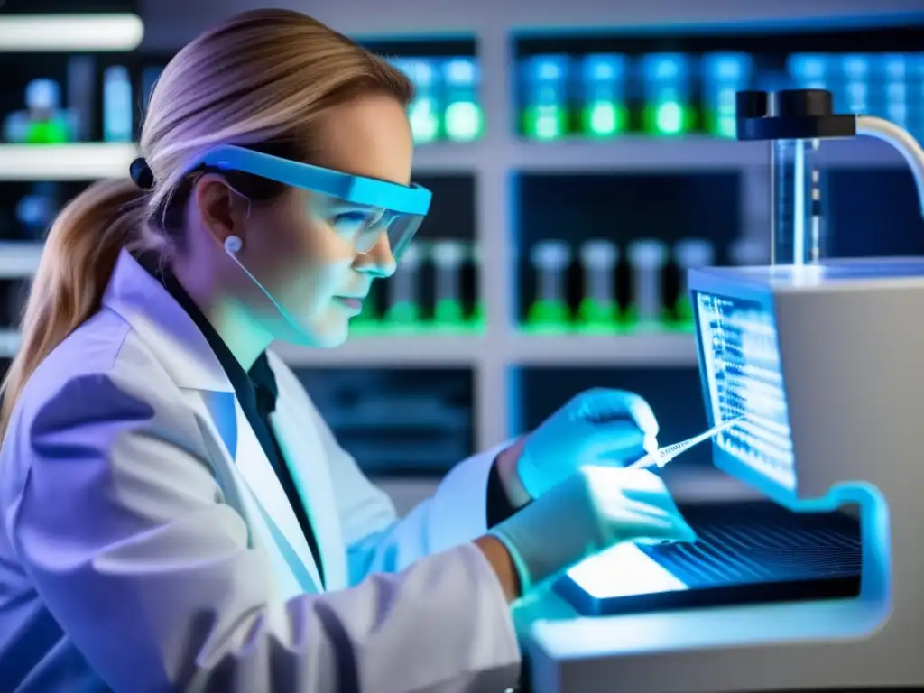 En el laboratorio, Kary Mullis realiza contribuciones en biotecnología, concentrado en el proceso de amplificación de ADN con precisión científica