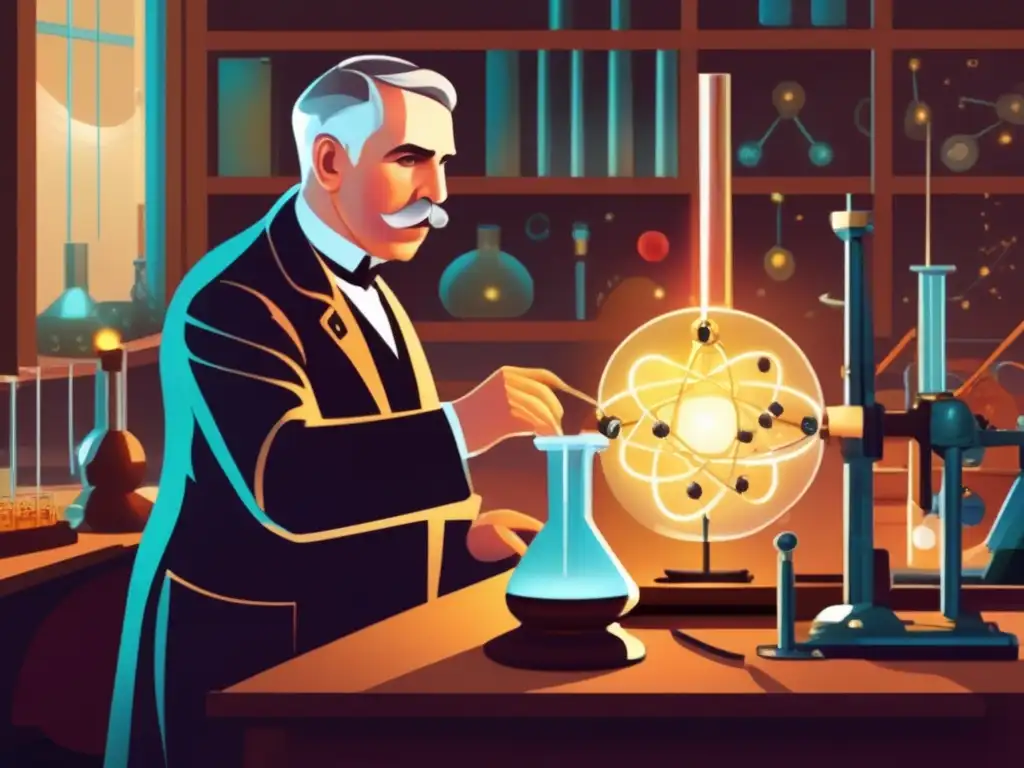 En su laboratorio, Ernest Rutherford realiza descubrimientos clave sobre el núcleo atómico