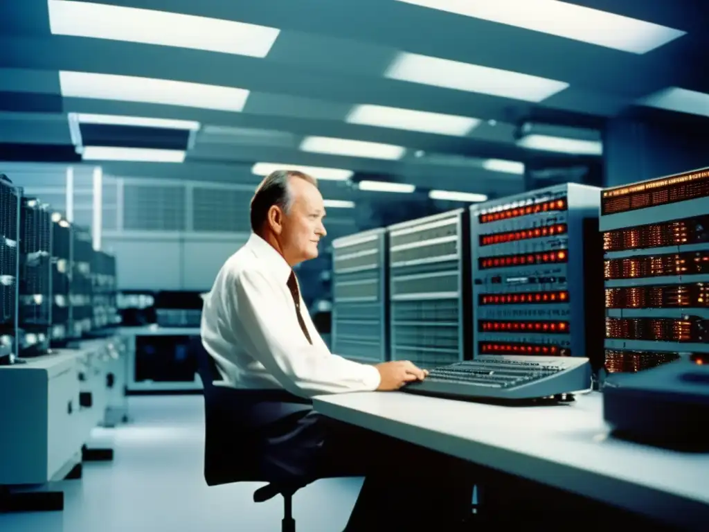 En el laboratorio futurista, Seymour Cray trabaja con determinación en tecnología puntera