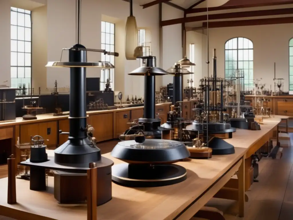Una fotografía de alta resolución del laboratorio de Alexander Graham Bell, mostrando sus inventos y equipo científico