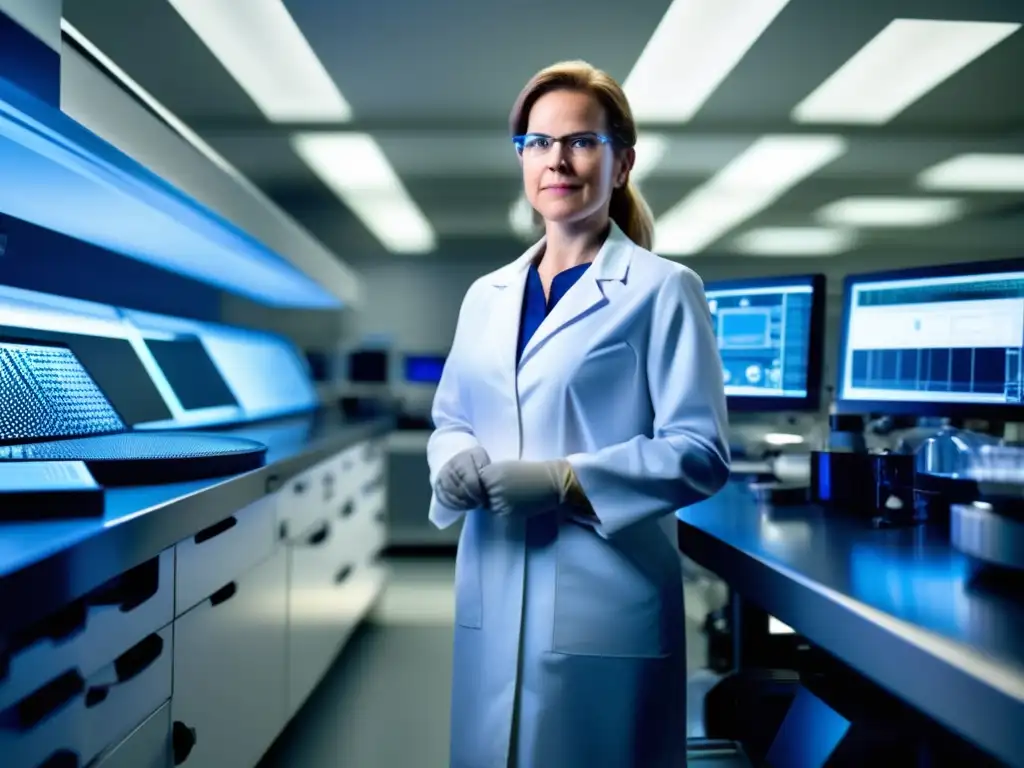 En el laboratorio moderno, Kary Mullis realiza contribuciones innovadoras en biotecnología, inmerso en la investigación avanzada