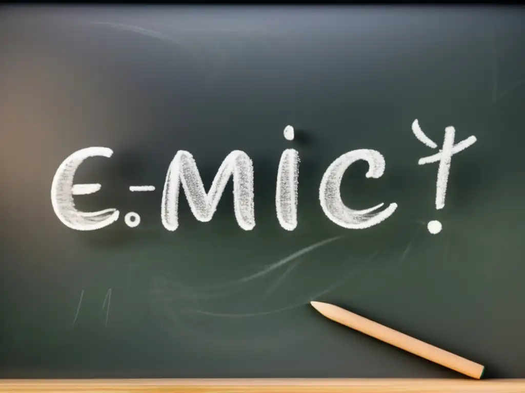 El legado científico de Albert Einstein cobra vida en una impactante ecuación E=mc^2 escrita en una pizarra con detalle y elegancia