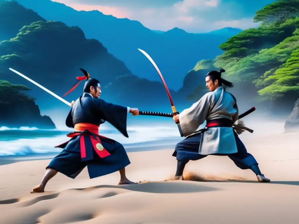 Dos legendarios samuráis, Miyamoto Musashi y Sasaki Kojiro, enfrentándose en la remota isla de Ganryu